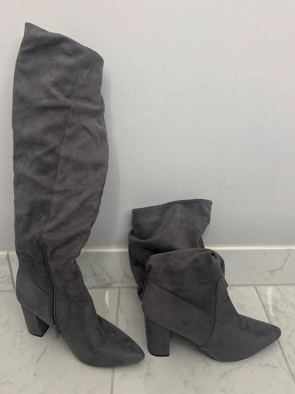 Women's Gray Over-the-Knee Slouch Boots